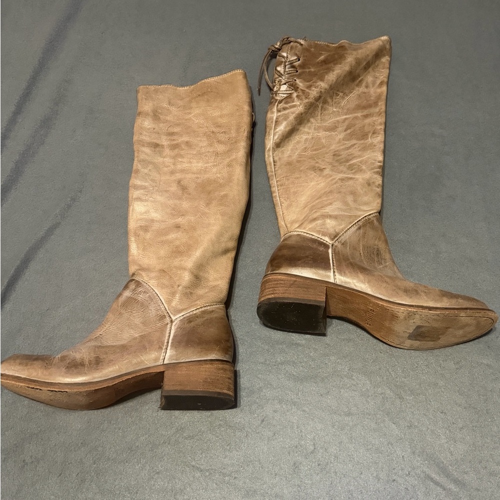 Corral Taupe Leather Mid-Calf Heeled Boots - Picture 1 of 8